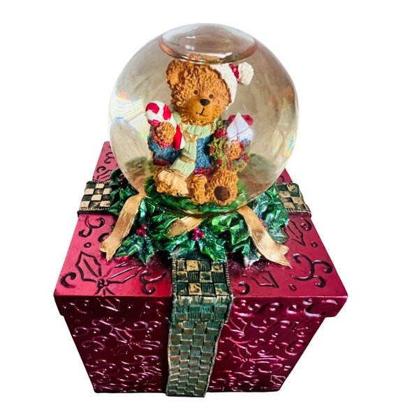 Kirkland Christmas Teddy Bear Snow Globe Trinket Gift Box - Holiday Décor - Picture 2 of 12